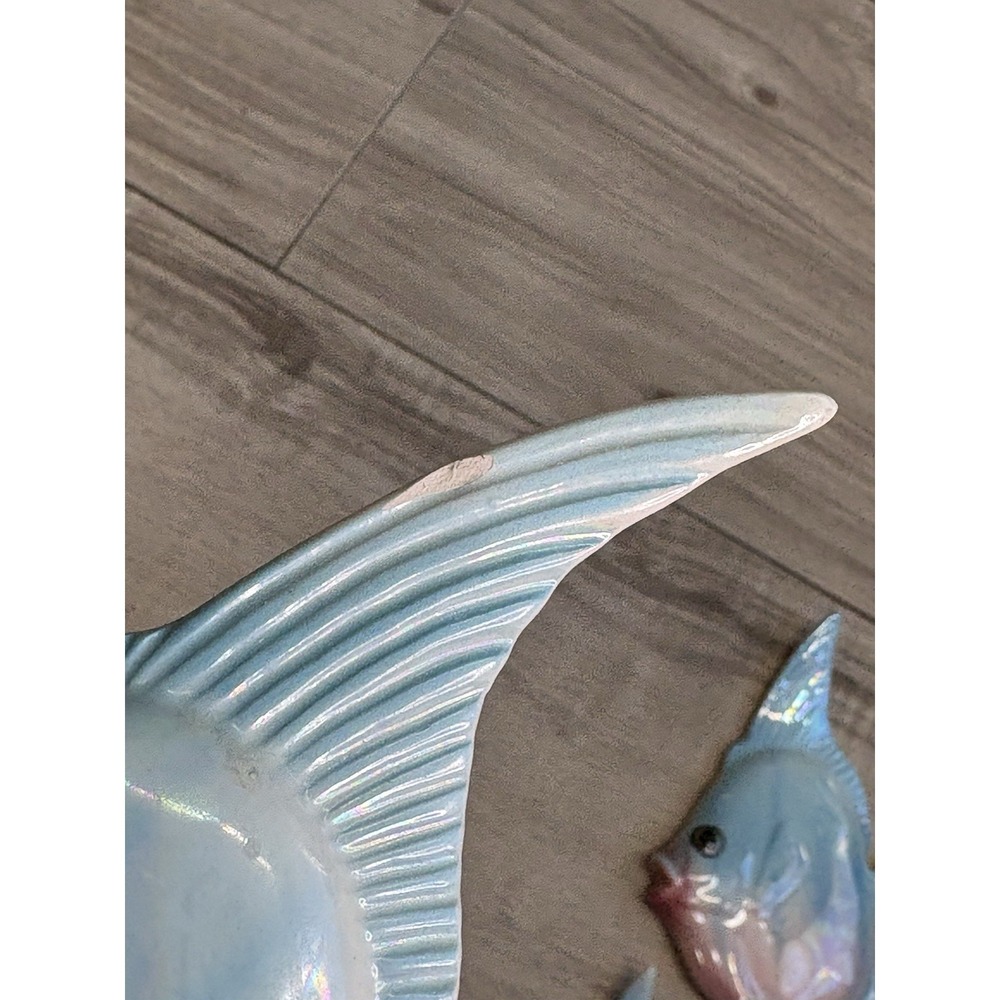 Vintage Set 3 Norcrest Or Ceramicraft Ceramic Iridescent Fish Wall Decor Pink - Picture 11 of 11